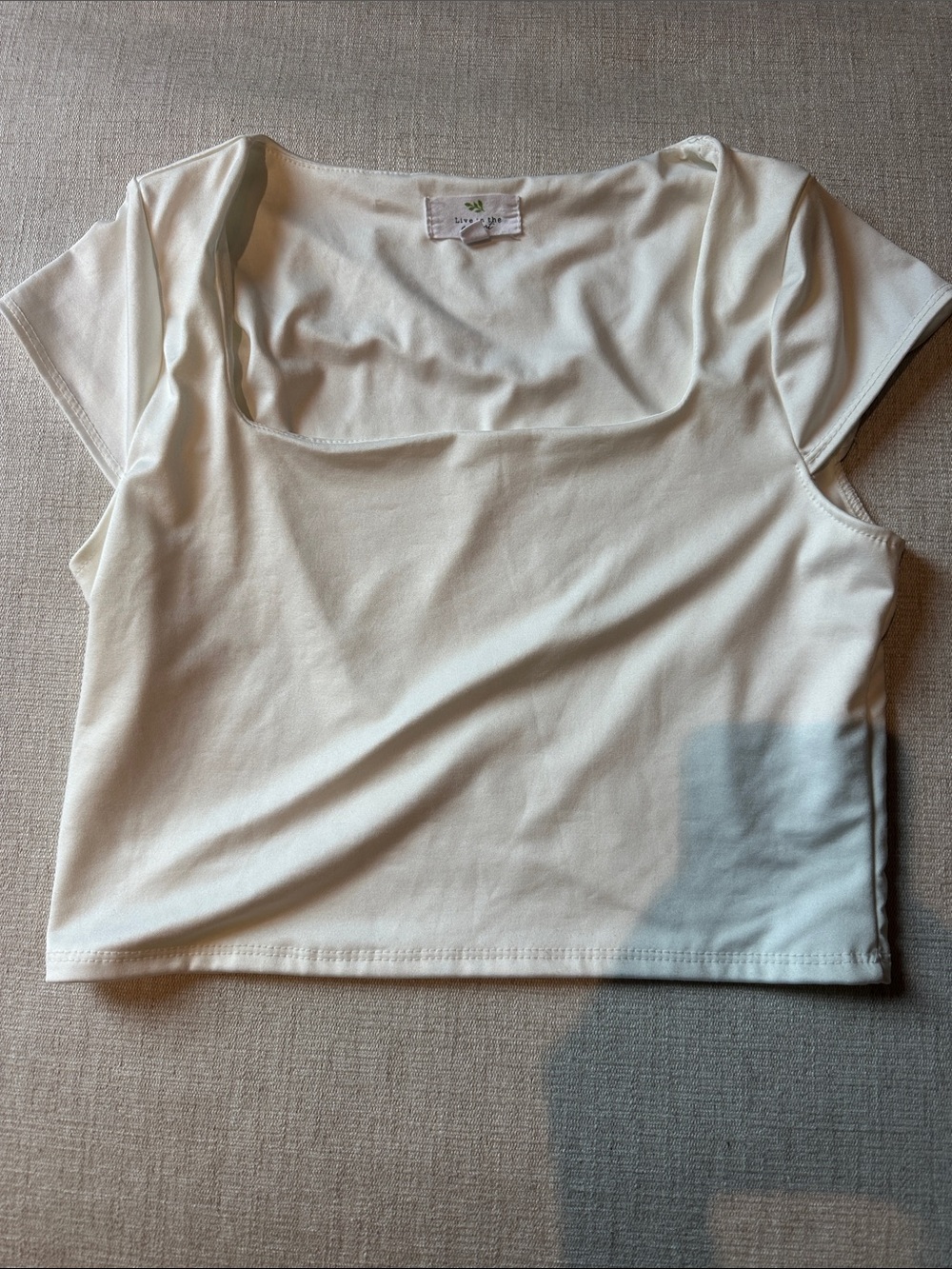 Cropped Scoop Neck Women's Top in Ivory